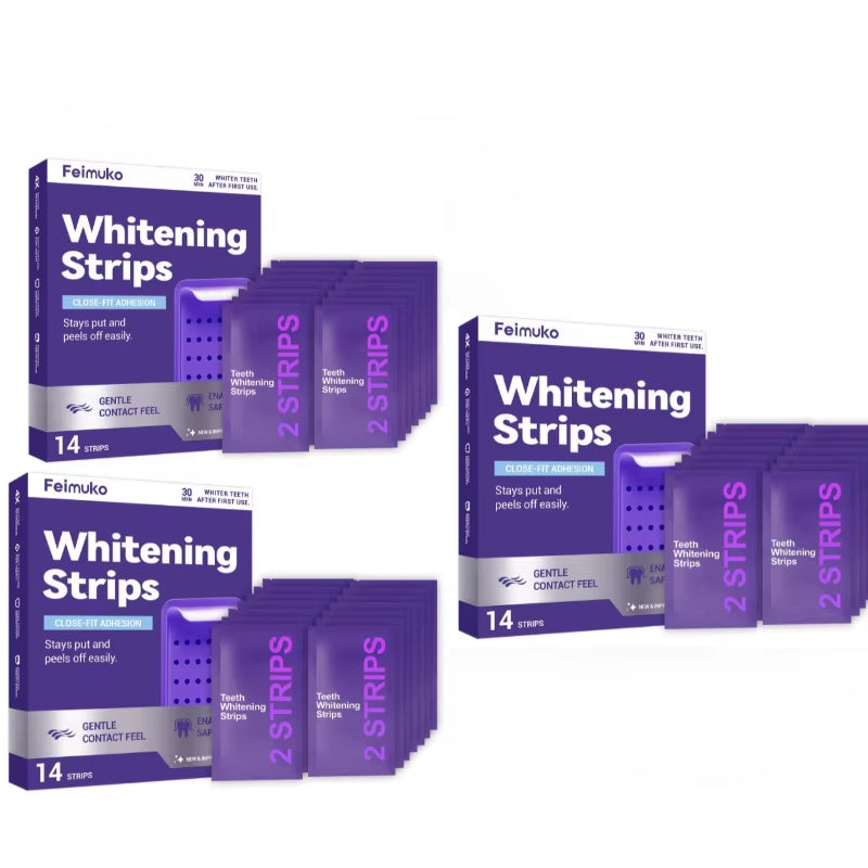 Purple Tooth Whitening Strips for Sensitive Teeth, Compact and Portable, Brightens Smile Anywhere, Anytime