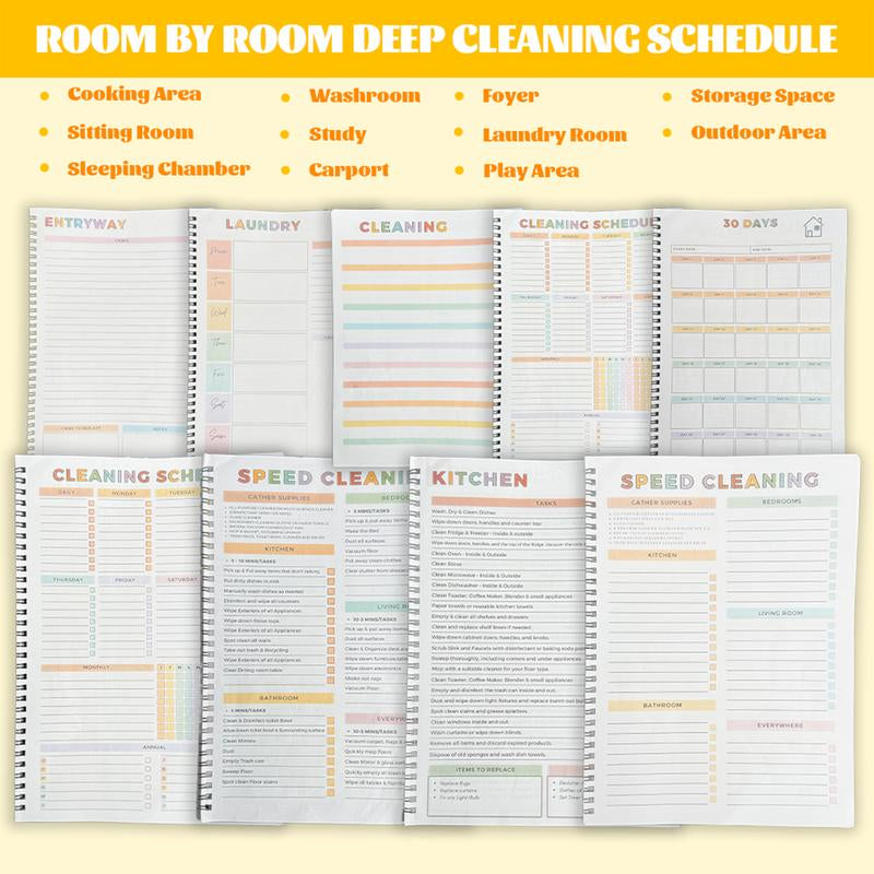 【ADHD Cleaning Planner】 A4 Size Daily Schedule & Focus Checklist Notebook for Home Office & Dorm Use Durable Cover Smooth Pages Office Stationery Essential - Plannerbook