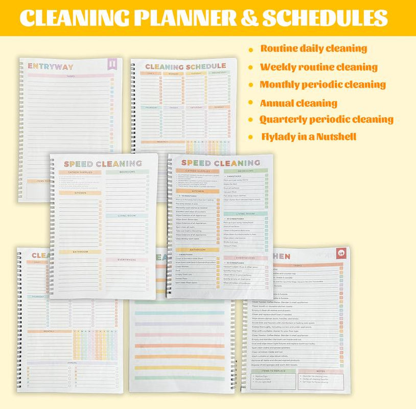 【ADHD Cleaning Planner】 A4 Size Daily Schedule & Focus Checklist Notebook for Home Office & Dorm Use Durable Cover Smooth Pages Office Stationery Essential - Plannerbook