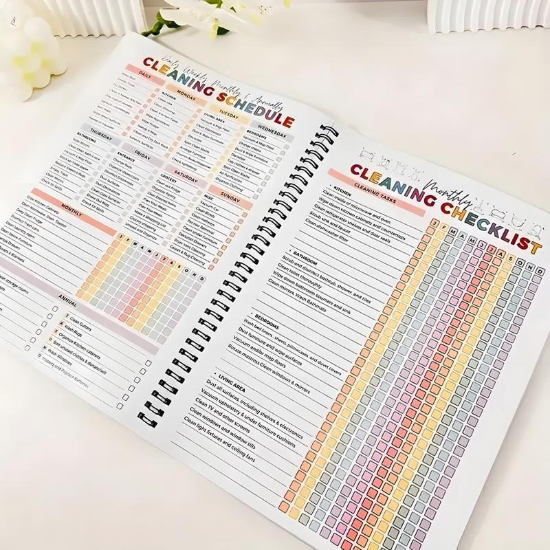 【ADHD Cleaning Planner】 A4 Size Daily Schedule & Focus Checklist Notebook for Home Office & Dorm Use Durable Cover Smooth Pages Office Stationery Essential - Plannerbook
