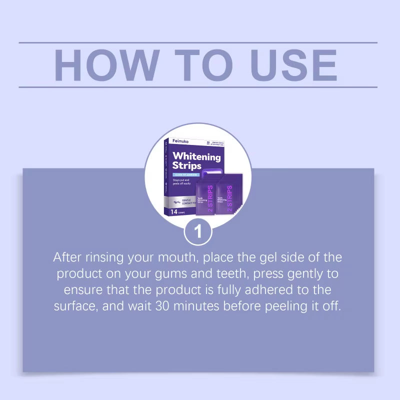 Purple Tooth Whitening Strips for Sensitive Teeth, Compact and Portable, Brightens Smile Anywhere, Anytime